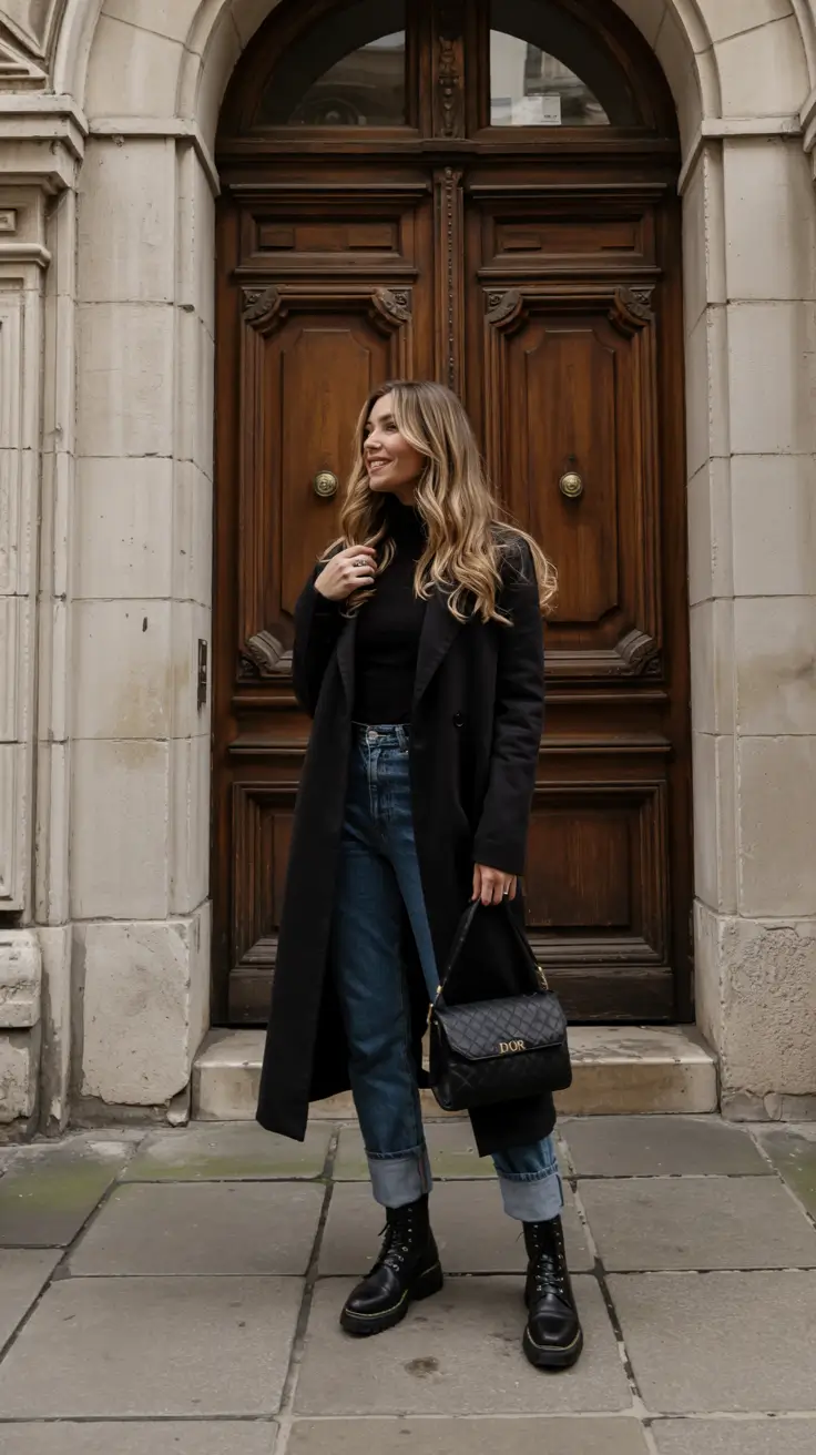 cute winter outfits Modern Parisian Vibes with a Quilted Bag