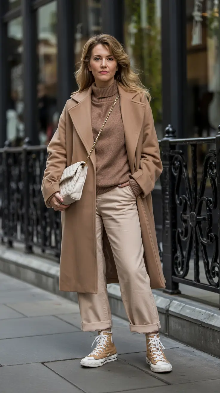 cute winter outfits Warm Neutrals with a Street Edge