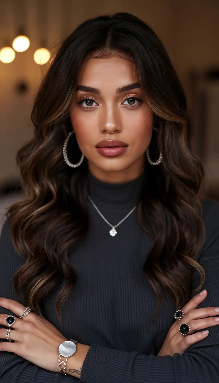 Hair Colors Winter 2025-2026 Dark Skin Soft Cocoa Waves
