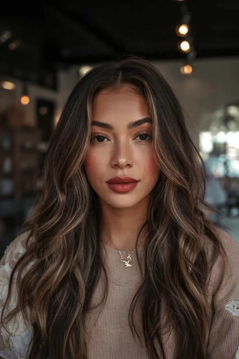 Hair Colors Winter 2025-2026 Dark Skin Light Ash Brown Layers