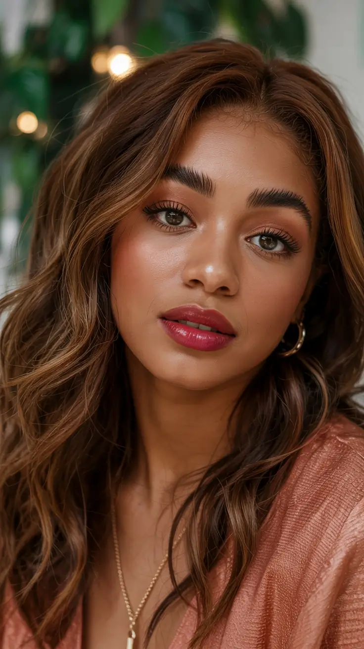 Hair Colors Winter 2025-2026 Dark Skin Golden Mocha Glow