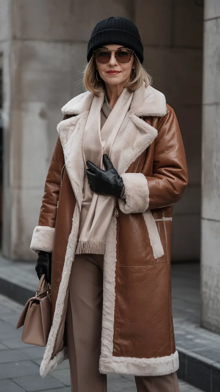 winter outfits over 50 older women Cozy Shearling Luxe