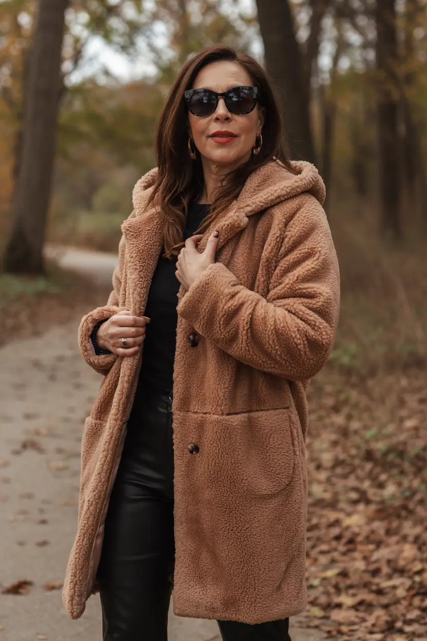 winter-outfits-over-50-older-women-teddy-coat