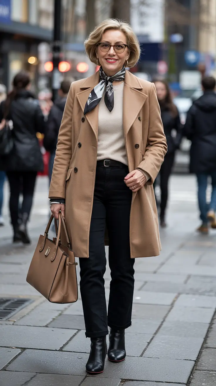 winter-outfits-over-50-older-women-camel-scarf