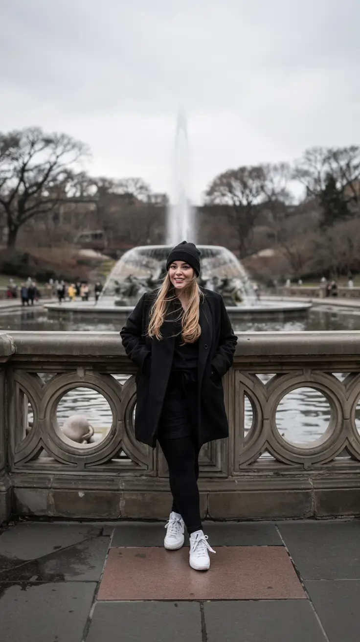 plus size winter outfits Urban All-Black with Sporty Touch