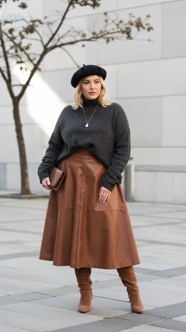 plus size winter outfits Parisian Flair with Midi Drama