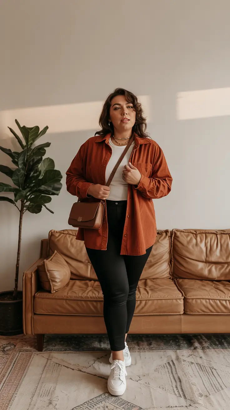 plus size winter outfits Rust Tones for Everyday Warmth