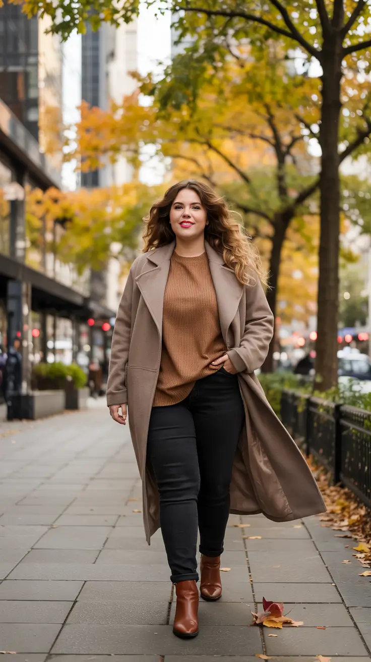 plus size winter outfits Classic Neutral Layers for Everyday Chic