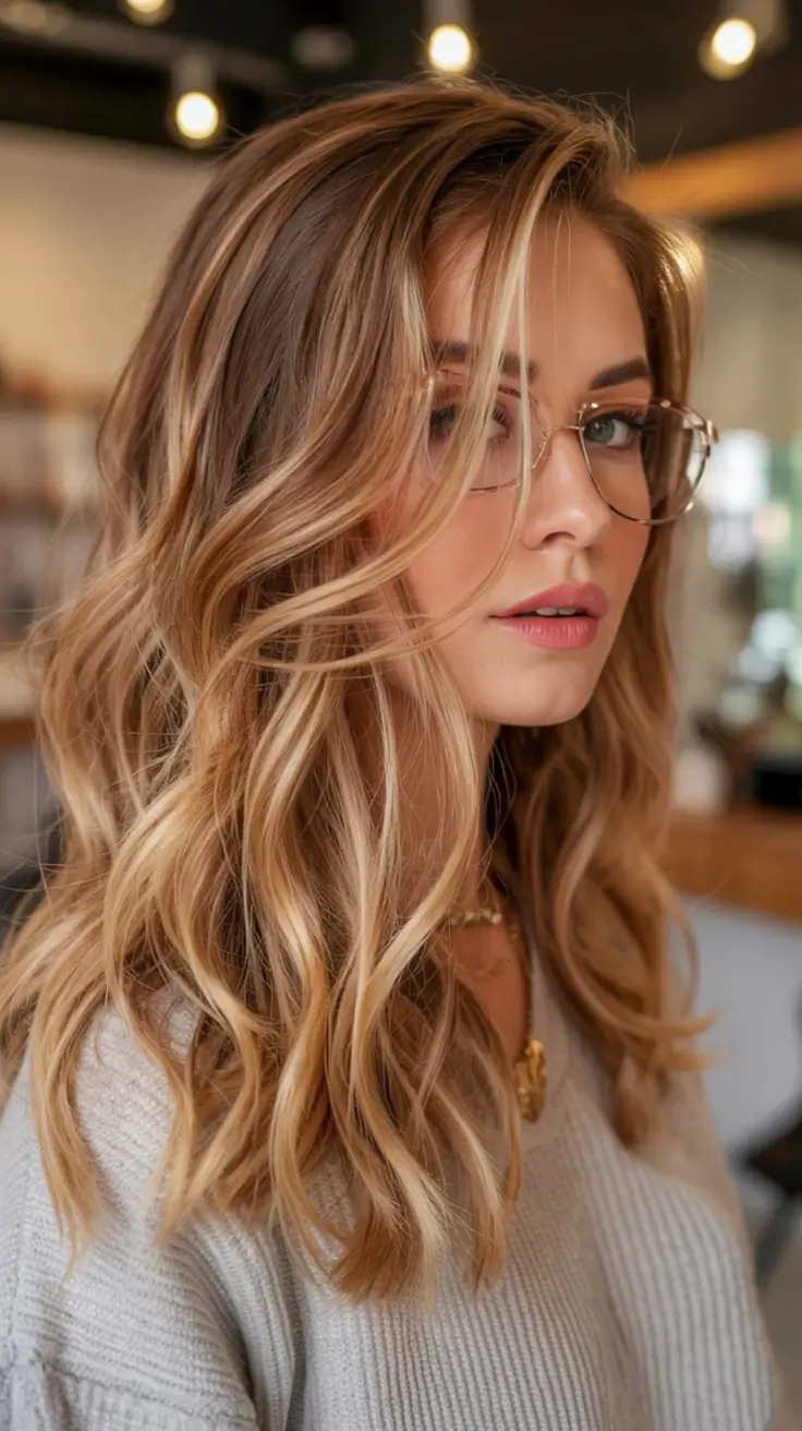 Soft winter hair colors 2025–2026 Honey-Toned Balayage with Movement
