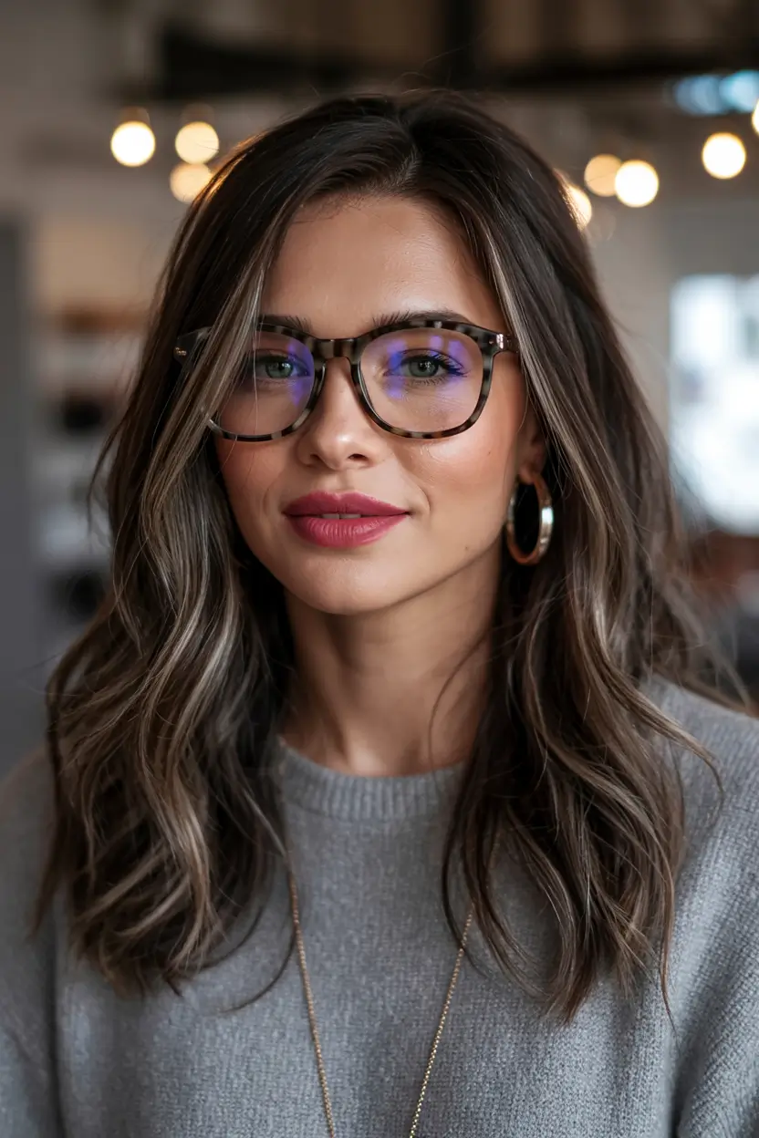 Soft winter hair colors 2025–2026 Smoky Brunette Lob