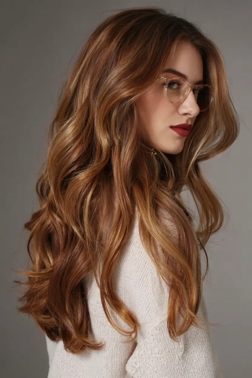 Soft winter hair colors 2025–2026 Chestnut Layers with Caramel Touches