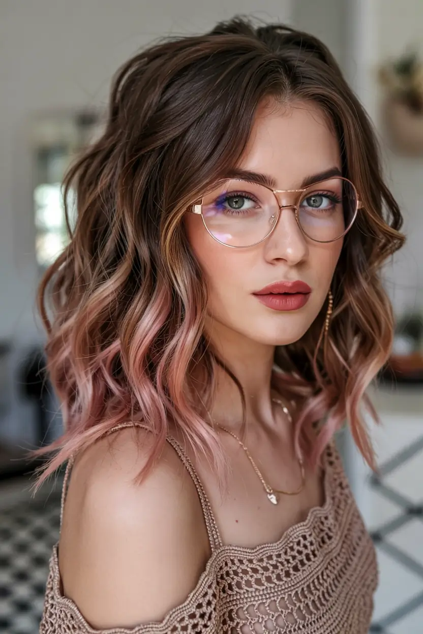 Soft winter hair colors 2025–2026 Chocolate Bob with Rosy Ends