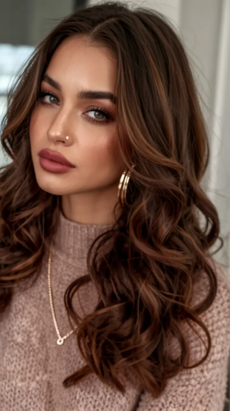 Trending Hair Colors Winter 2025–2026 Chestnut Curls With Depth