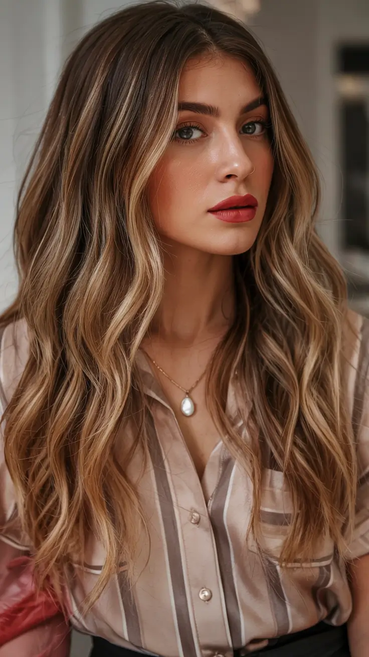 Winter 2025–2026 Hair Colors Highlights Soft Caramel Brunette Balayage