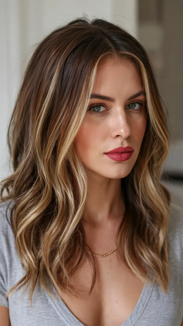 Winter 2025–2026 Hair Colors Highlights Chunky Blonde Highlights on Brunette