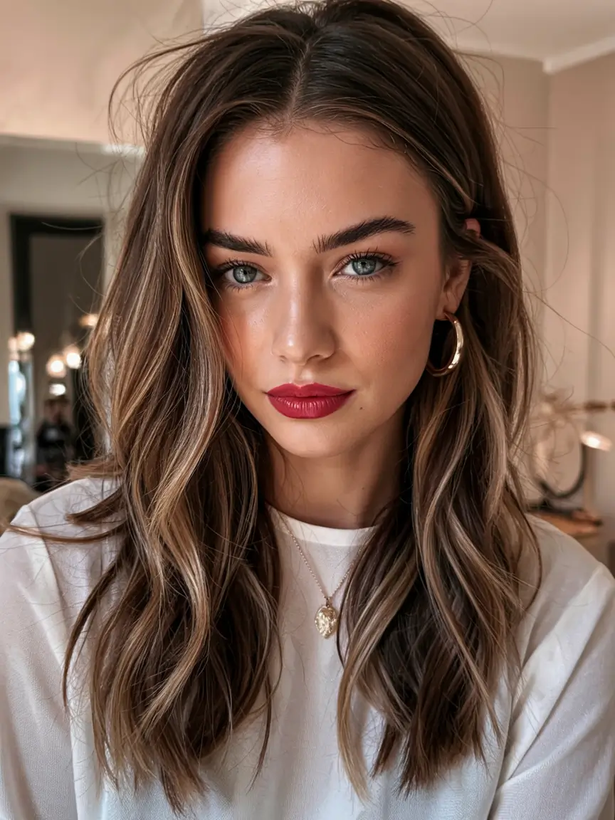 Winter 2025–2026 Hair Colors Highlights Bright Brunette With Low Lights