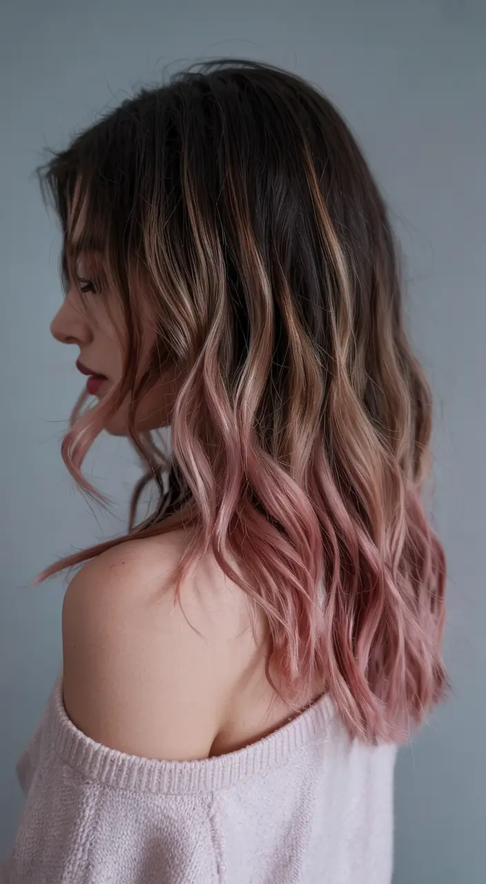 Winter 2025–2026 Hair Colors Highlights Rose-Tinted Ombre Fade