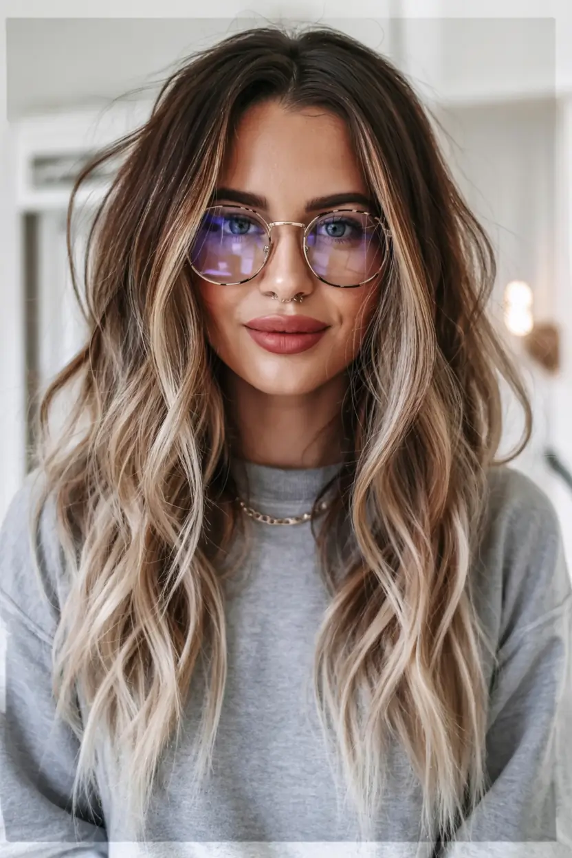 Winter Balayage Hair Colors 2025–2026 Trends Long Lived-In Balayage With Ashy Ends