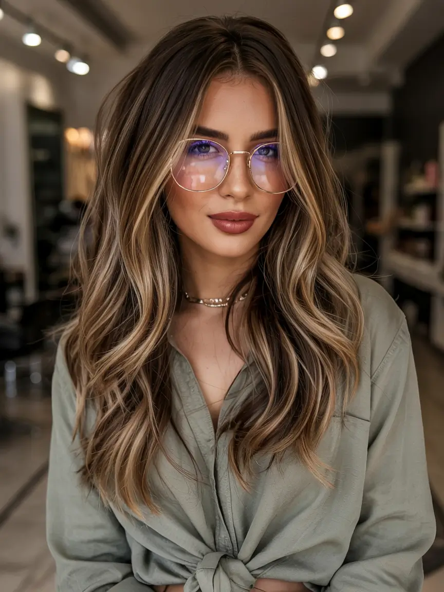 Winter Balayage Hair Colors 2025–2026 Trends Long Balayage Layers with Honey Highlights
