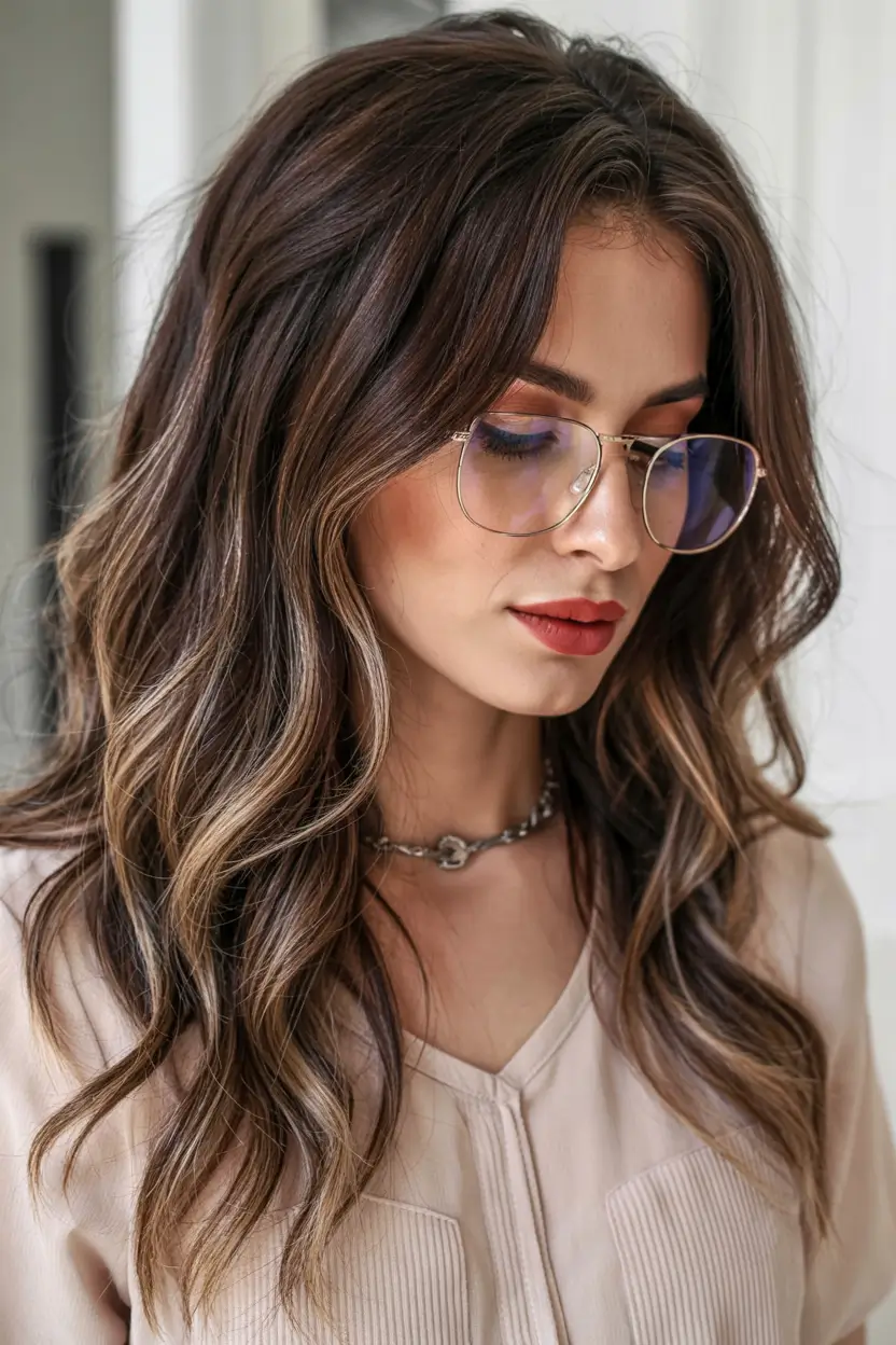 Winter Balayage Hair Colors 2025–2026 Trends Textured Brunette Balayage with Lived-In Highlights