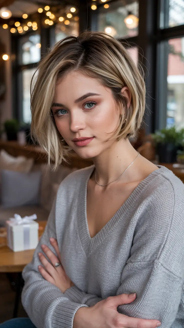 Winter Bob Haircuts Short Blonde Bob With Polished Waves