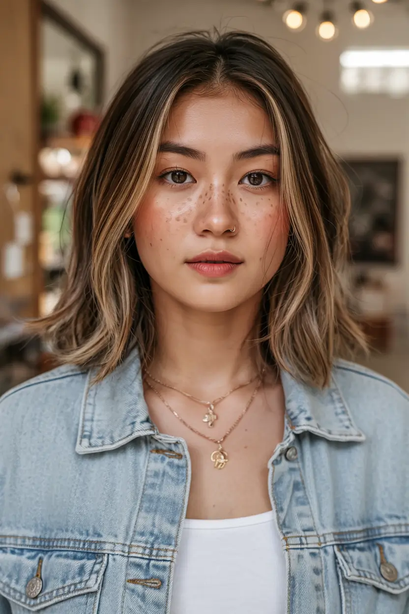 Winter Bob Haircuts Soft Balayage Bob With Freckled Glow