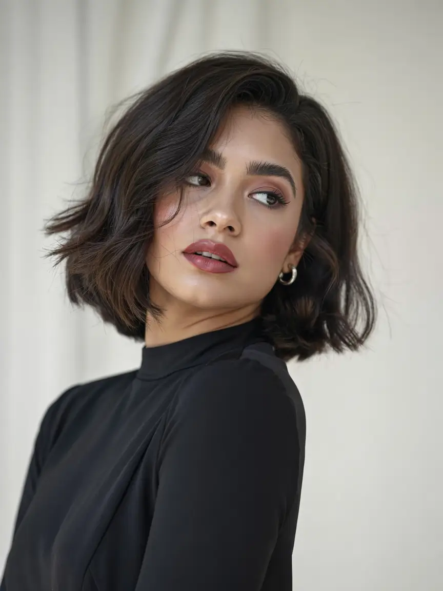 Winter Bob Haircuts Classic Dark Bob With a Modern Edge