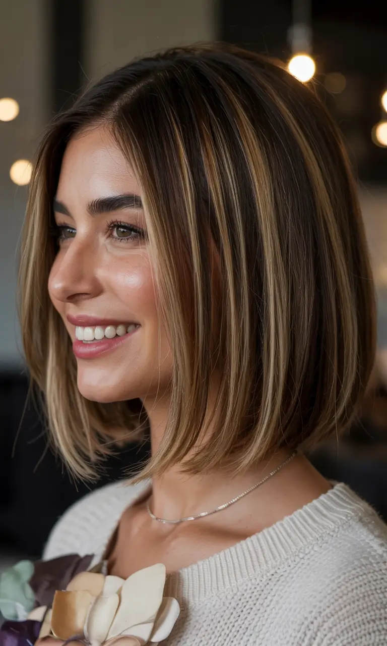 Winter Bob Haircuts Glossy Bob With Contrasting Highlights