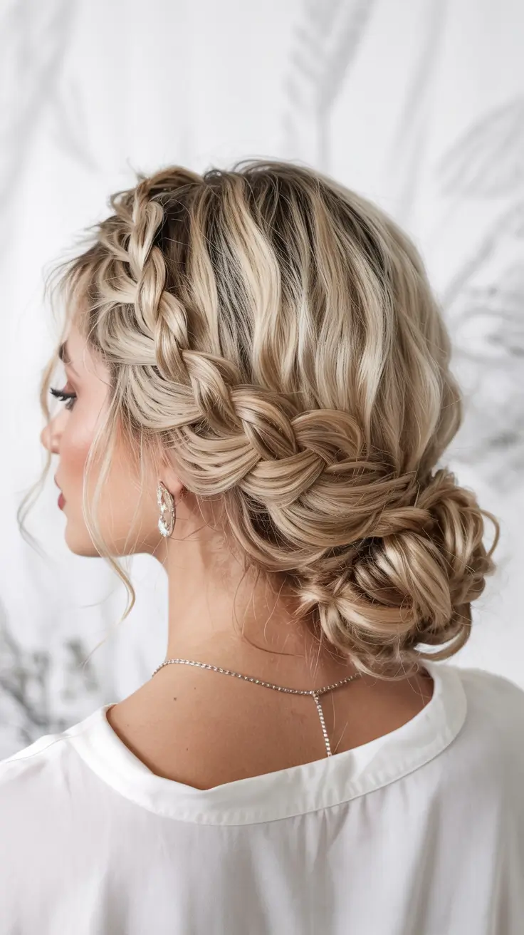 Winter formal hairstyles 2025–2026 Elegant Braided Low Bun