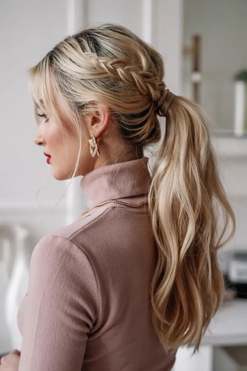 Winter formal hairstyles 2025–2026 Braided Ponytail with Playful Twist