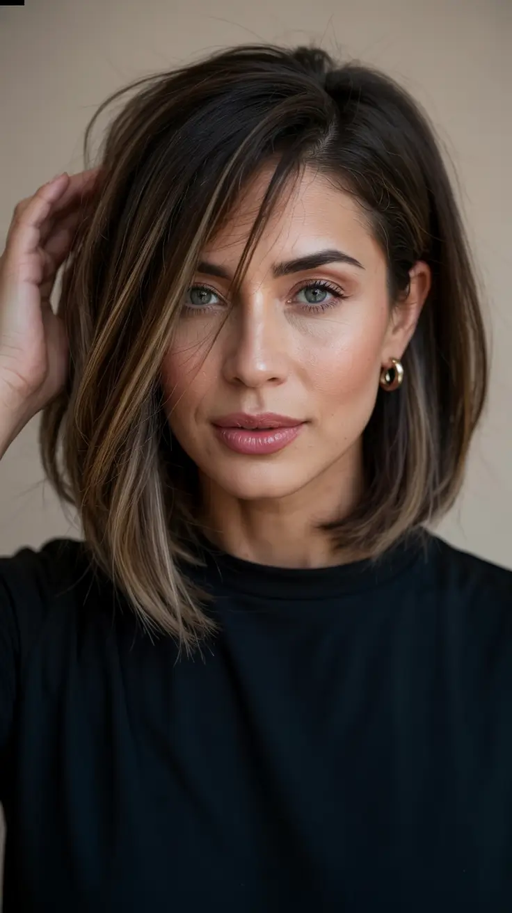 winter haircuts for women over 40 Side-Parted Modern Bob
