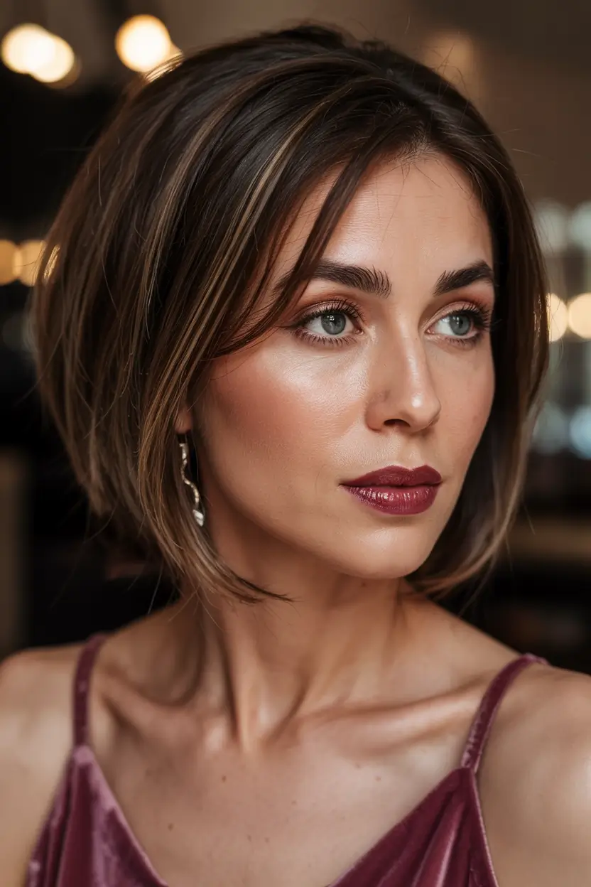 winter haircuts for women over 40 Evening-Ready Short Bob