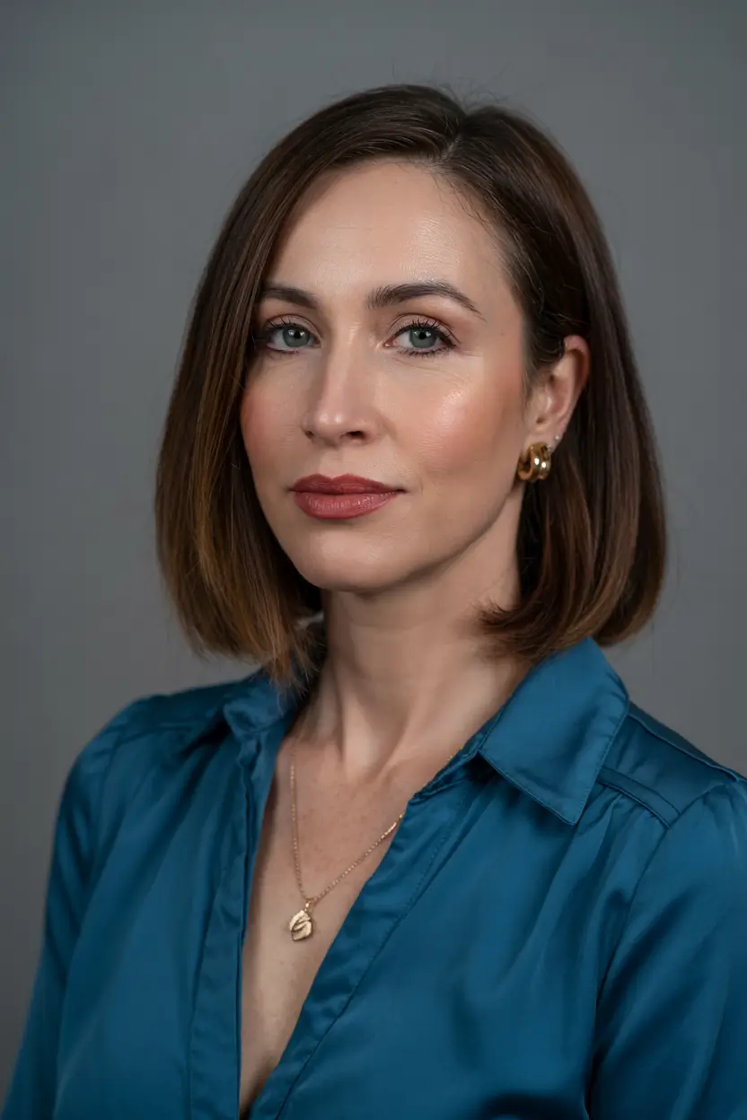 winter haircuts for women over 40 Sleek Shoulder-Grazing Bob