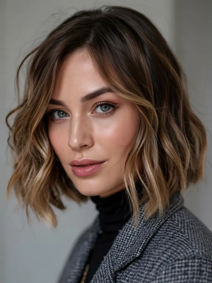 winter haircuts for women over 40 Choppy Textured Bob