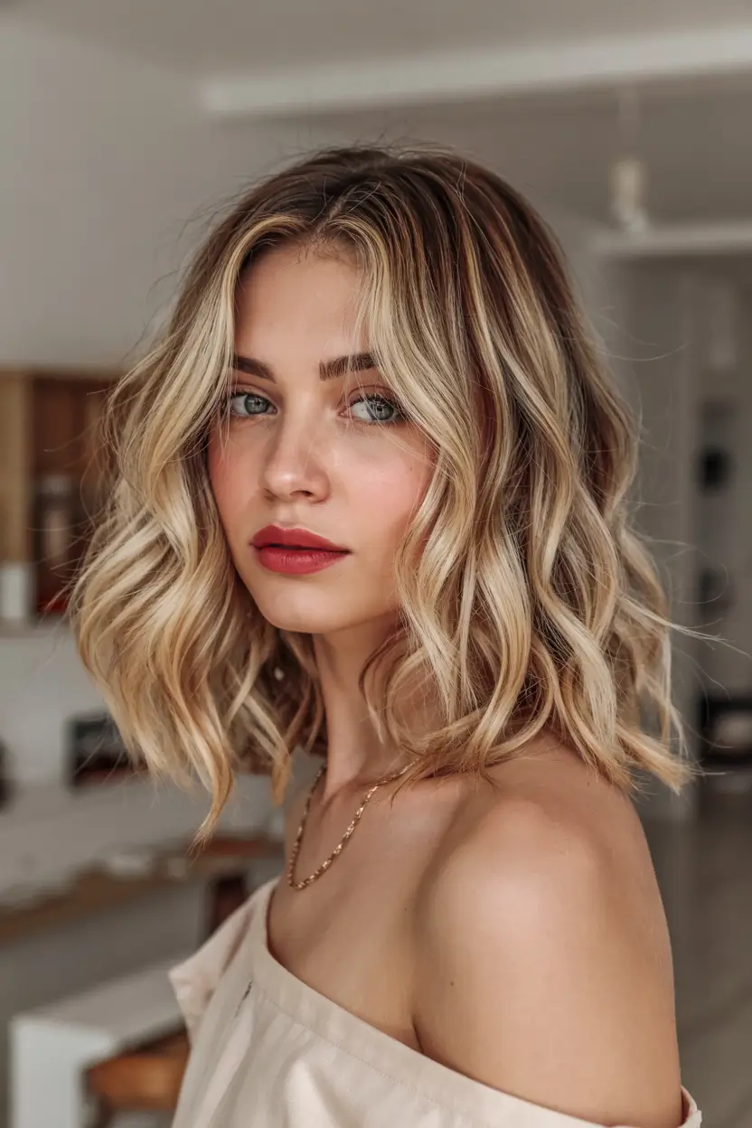 Winter haircuts and colors Soft Blonde Lob With Beachy Texture