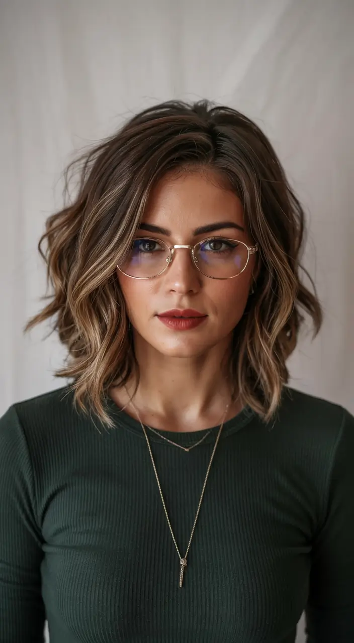 Winter haircuts for round faces Soft Waves with Side Part