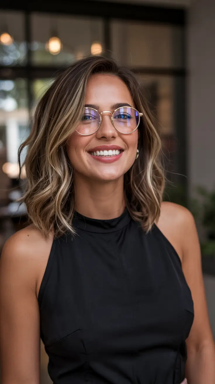 Winter haircuts for round faces Choppy Bob with Wavy Finish