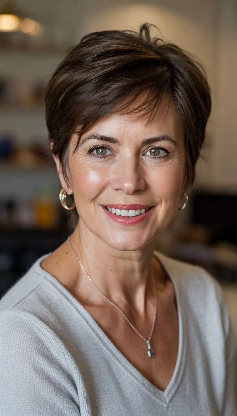winter haircuts for women over 50 Classic Pixie with Modern Softness