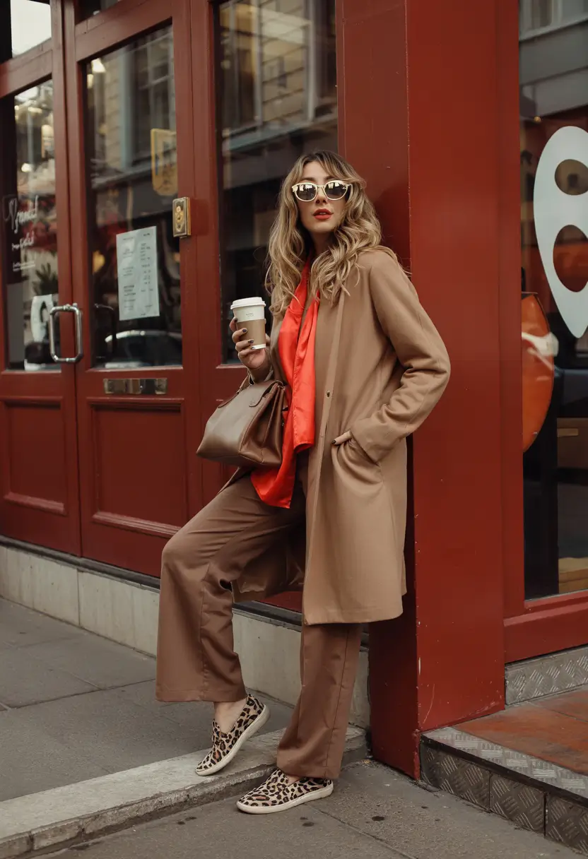 winter outfit inspo Bold Silk and Neutrals for Casual Chic Days