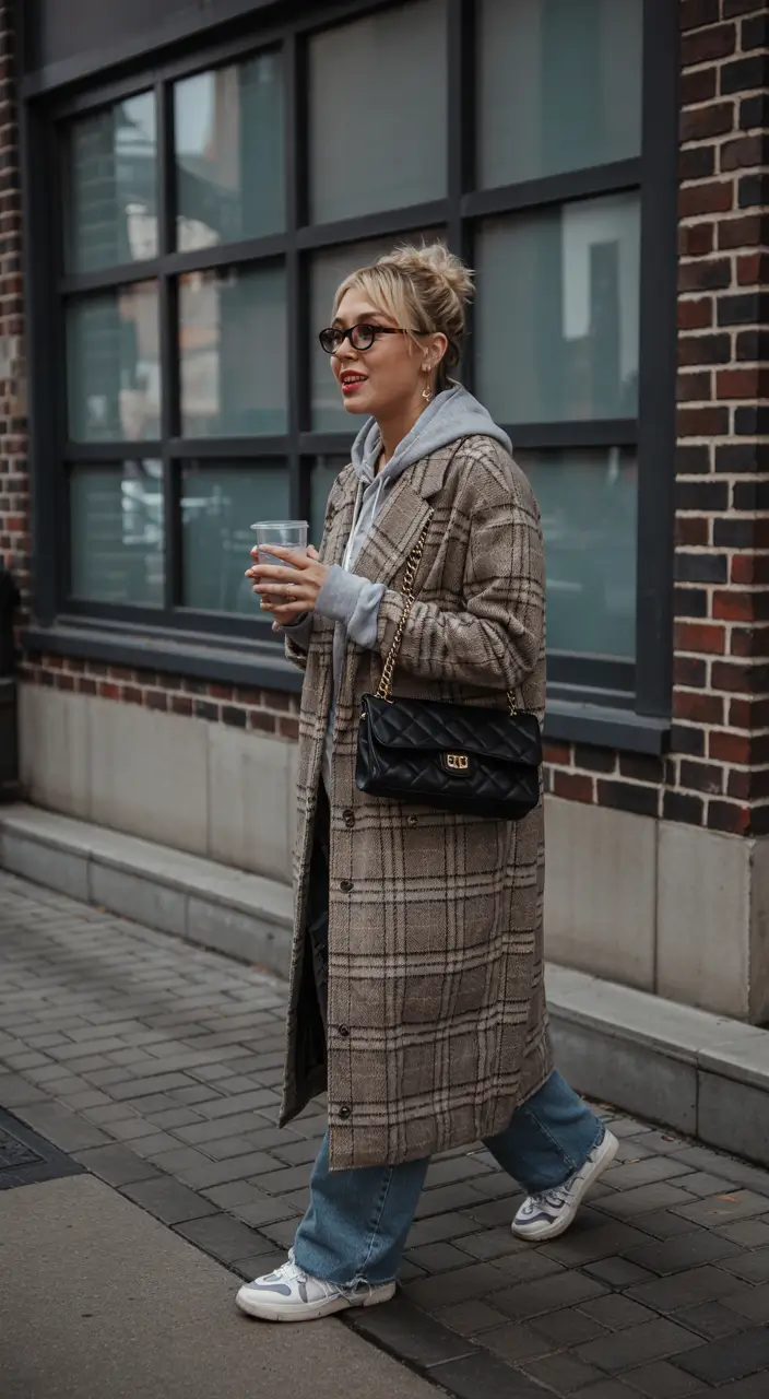 winter outfit inspo Laid-Back Plaid and Hoodie Energy