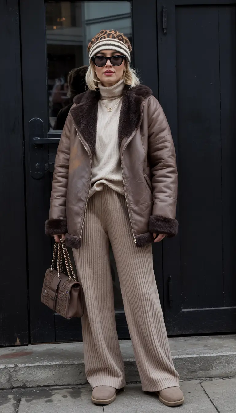 winter outfit inspo Monochrome Textures with a Statement Hat