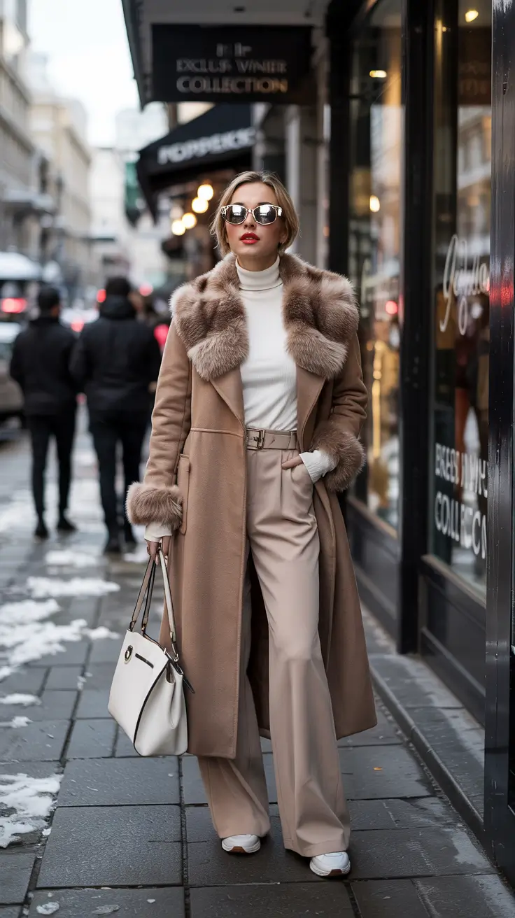 winter outfits cold Elegant with Fur Accents
