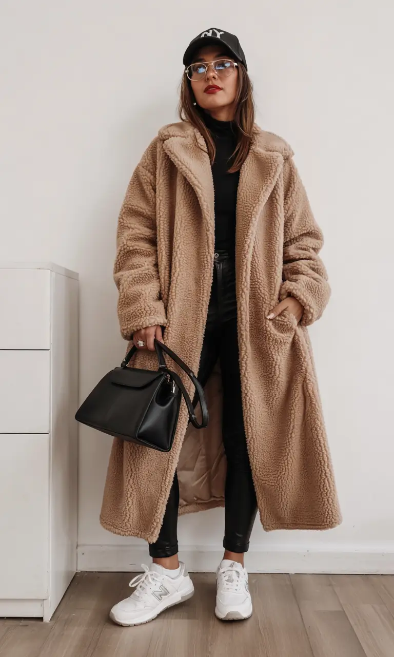 winter outfits cold Laid-Back Luxe in Sherpa Layers