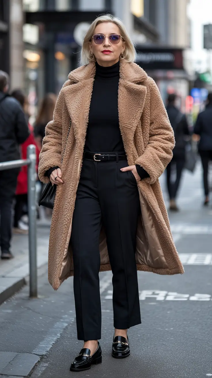 winter outfits for women over 60 Casual Cool in Teddy Textures