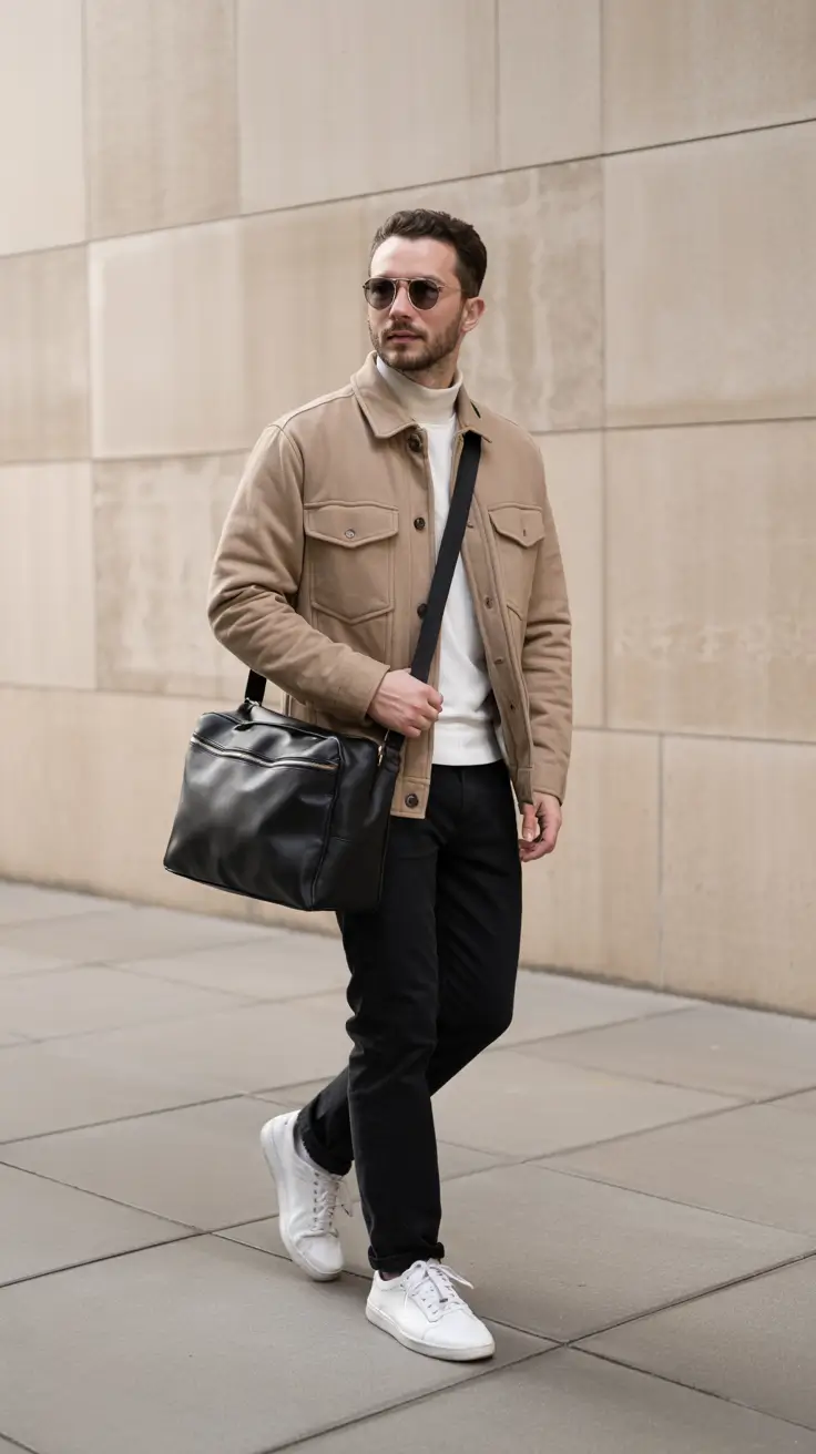 winter outfits men Beige Smart-Casual Balance