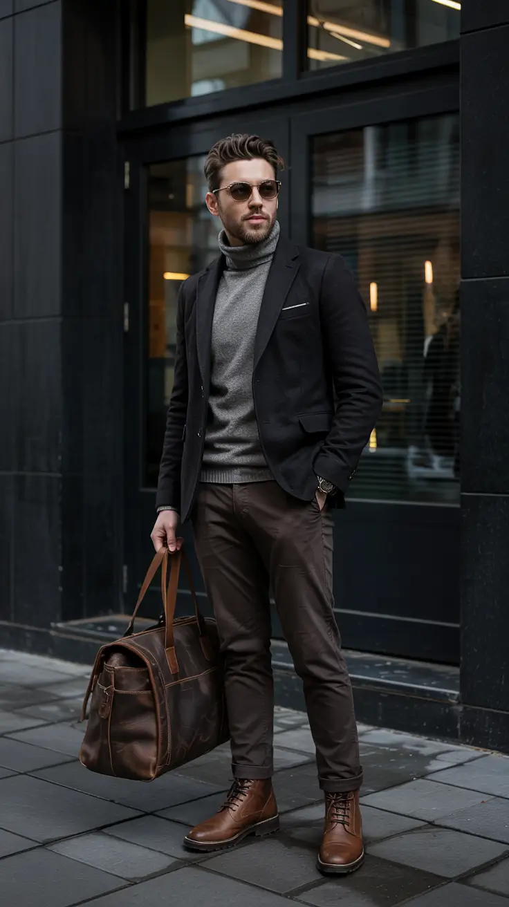 winter outfits men Dark Refined Layers