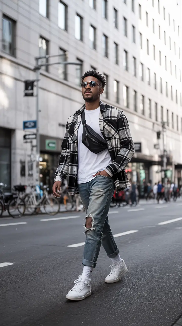winter outfits men Plaid Streetwear Energy