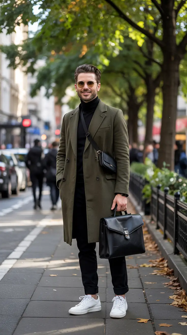 winter outfits men Refined Olive Elegance