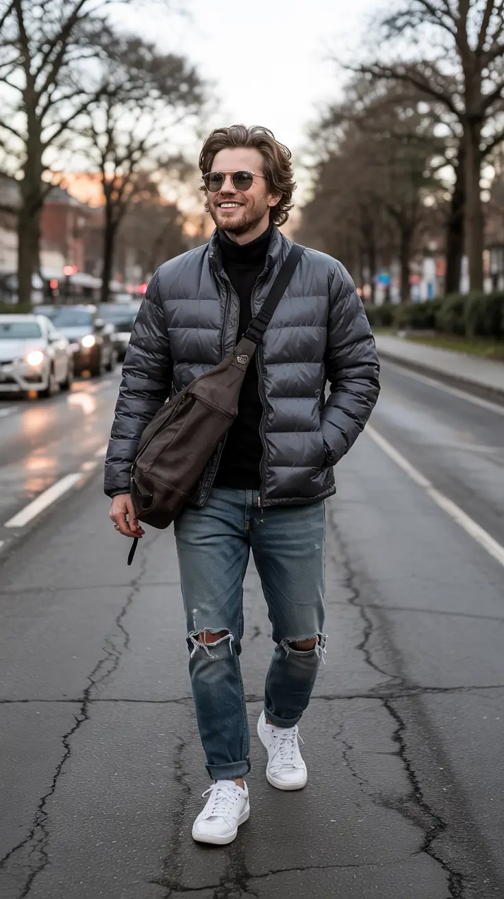 winter outfits men Casual Street Puffer Energy