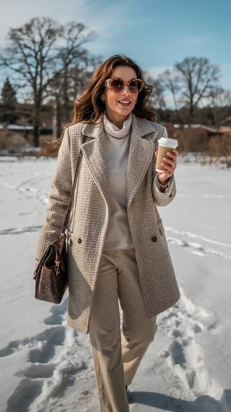 winter outfits over 40 Everyday Checkered Elegance